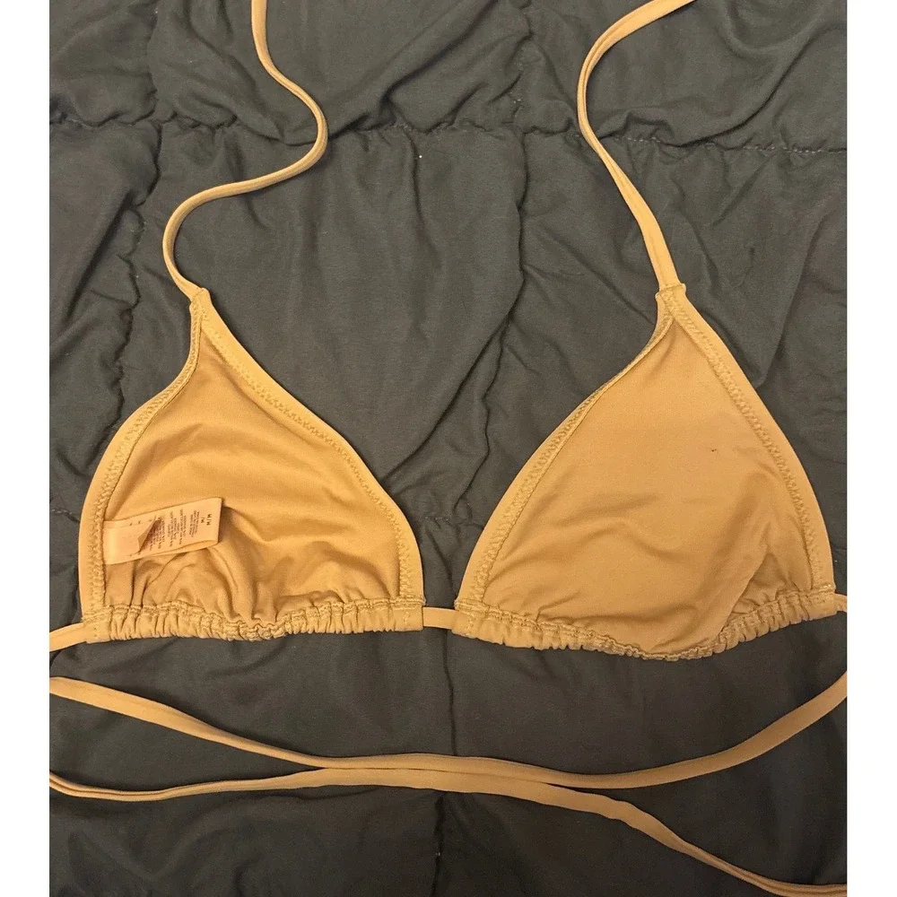 Skims Light Brown Triangle Tie String Bikini Top, Size Medium
